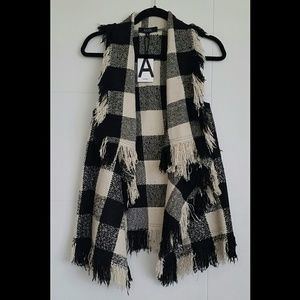 ANGL - Buffalo Check Drape Front Vest